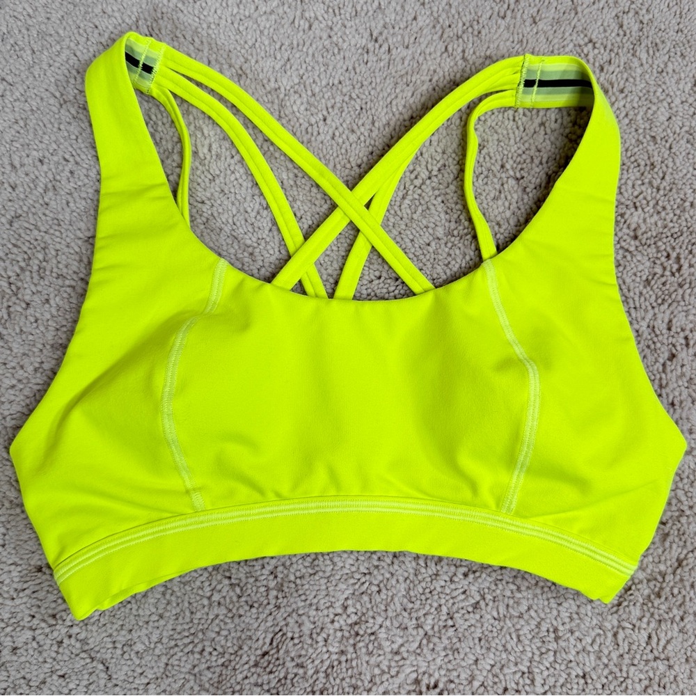 Sweaty Betty Neon Limey Yellow Criss Cross Straps Sports Bra